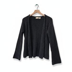 Fork Wool Blend Open Front Sweater Charcoal Gray Size Medium